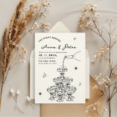 Hand geïllustreerde champagnetoren de avond ervoor kaart