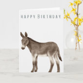 Hand geïllustreerde ezel gelukkige verjaardag kaart (Gele Bloem)