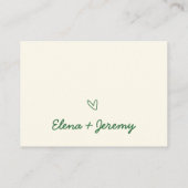 Hand Geïllustreerde  Kleurrijke Groene Huwelijk Plaatskaartje (Achterkant)