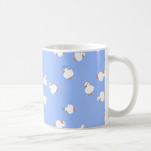 Hand geïllustreerde leuke eenden blauwe koffiemok (Rechts)