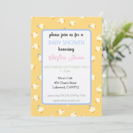 Hand geïllustreerde leuke eenden gele baby shower kaart