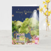 Hand geïllustreerde magische geheime tuin verjaard kaart (Gele Bloem)