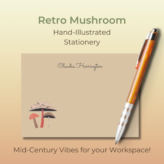 Hand-geïllustreerde Midcentury Mushroom Natural Br Post-it® Notes