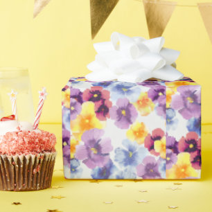 Hand-geïllustreerde Pansy Wildflowers Kleurrijke b Cadeaupapier