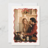 Hand-geïllustreerde Red Green Retro Foto Kerstmis Feestdagenkaart (Achterkant)