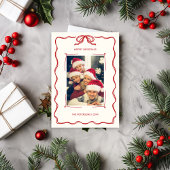 Hand-geïllustreerde Red Green Retro Foto Kerstmis Feestdagenkaart