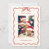 Hand-geïllustreerde Red Green Retro Foto Kerstmis Feestdagenkaart (Voorkant)