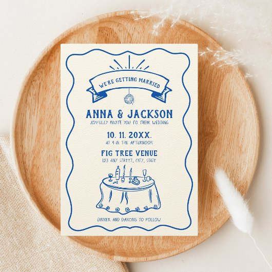 Hand geïllustreerde retro eigenzinnig blauw bruil kaart