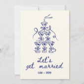 Hand Geïllustreerde Retro Franse Blauwe Eigenzinni Kaart (Achterkant)