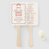 Hand-geïllustreerde Retro Tekening Red Wedding Pro Handwaaier (Voorkant en achterkant)