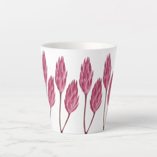 Hand geïllustreerde rode bloem latte mok (Voorkant)