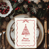 Hand-geïllustreerde rode feestelijke kerstfoto feestdagenkaart