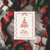 Hand-geïllustreerde rode feestelijke kerstfoto feestdagenkaart