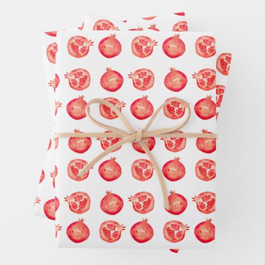 Hand-geïllustreerde Rode Waterverf Granaatappelfru Inpakpapier Vel (In situ)