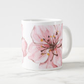 Hand geïllustreerde roze kersenbloesem grote koffiekop (Voorkant rechts)