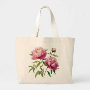 Hand Geïllustreerde Roze Pioenen prijsverlaging Grote Tote Bag