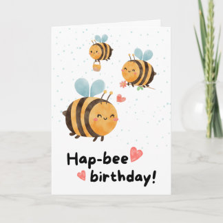 Hand geïllustreerde Schattigee Bumble Bee Verjaard Kaart