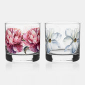 Hand geïllustreerde twee verschillende ontwerpen whisky glas (Links)