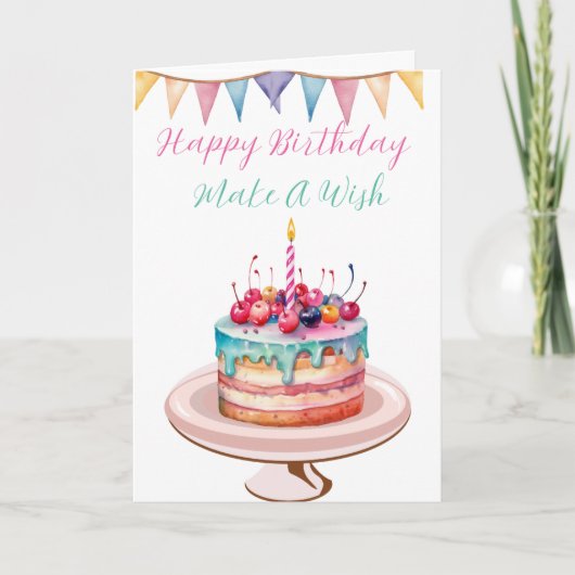 Hand geïllustreerde verjaardagstaart, verjaardag kaart (Voorkant)