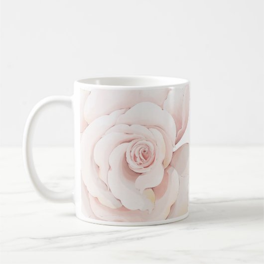 Hand geïllustreerde White Rose Print Koffiemok (Links)