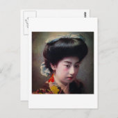  hand gekleurd Japans Geisha Oud Japan Briefkaart (Voorkant / Achterkant)