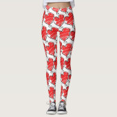 Hand gekleurde harten op wit leggings (Voorkant)