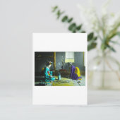  hand gekleurde Japanse geisha Magic Lantern Briefkaart (Staand voorkant)