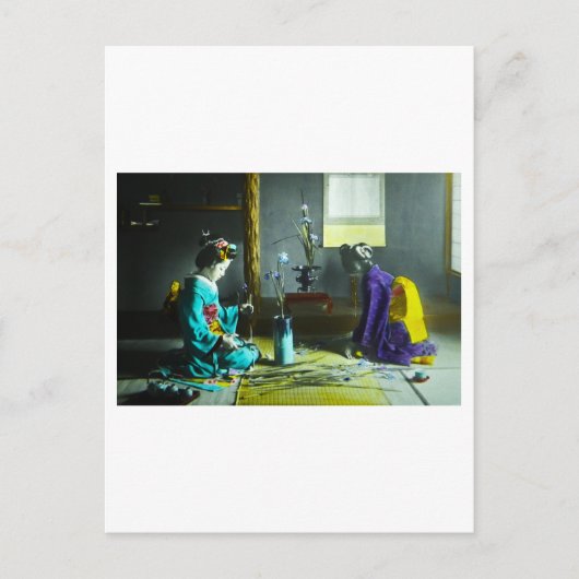  hand gekleurde Japanse geisha Magic Lantern Briefkaart (Voorkant)