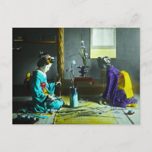  hand gekleurde Japanse geisha Magic Lantern Briefkaart (Voorkant)