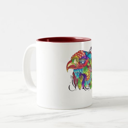 Hand-gekleurde vogel Mok - kalmerende Natuur-geïns (Voorkant links)