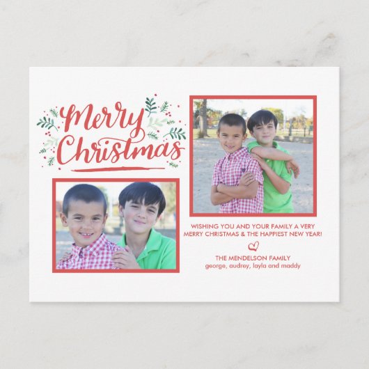 Hand geletterd kerstwinter gebladerte Briefkaart (Voorkant)