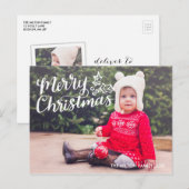 Hand Geletterd Vrolijk Kerstfeest Volledige Foto B Feestdagenkaart (Voorkant / Achterkant)
