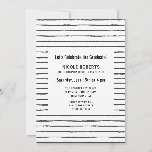 Hand Geletterde Afstudeerfeest Fotoaankondiging Aankondiging (Achterkant)