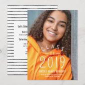 Hand Geletterde Afstudeerfeest Fotoaankondiging Aankondiging (Voorkant / Achterkant)