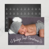 Hand geletterde baby's eerste kerstfoto feestdagenkaart (Voorkant / Achterkant)