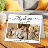 Hand geletterde bruiloft foto collage dank u bedankkaart
