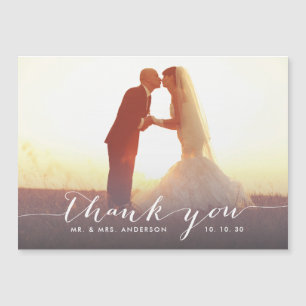 Hand geletterde chique script foto bruiloft dank u