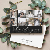 Hand geletterde foto collage zwart bedankkaart