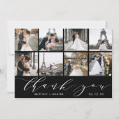 Hand geletterde foto collage zwart bedankkaart (Voorkant)