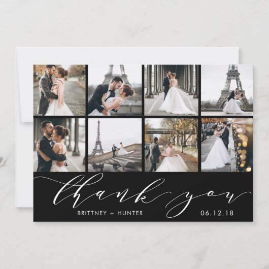 Hand geletterde foto collage zwart bedankkaart (Voorkant)