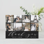 Hand geletterde foto collage zwart bedankkaart (Staand voorkant)