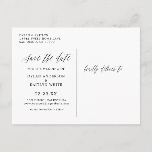 Hand geletterde foto rustiek Save the Date Briefka Aankondigingskaart (Achterkant)