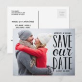 Hand geletterde foto Sla de datum op Aankondigingskaart (Voorkant / Achterkant)