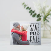 Hand geletterde foto Sla de datum op Aankondigingskaart (Staand voorkant)