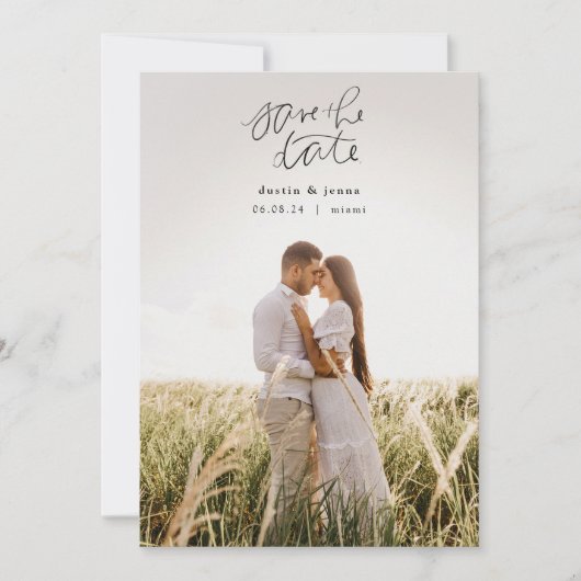 Hand geletterde foto Sla de datum op Kaart (Voorkant)