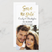 Hand Geletterde Gold Script Wedding Save the Date (Voorkant / Achterkant)