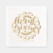 Hand geletterde krans Thanksgiving Folie Servetten (Voorkant)