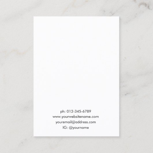 Hand geletterde minimalistische sieraden oorbel di visitekaartje (Achterkant)