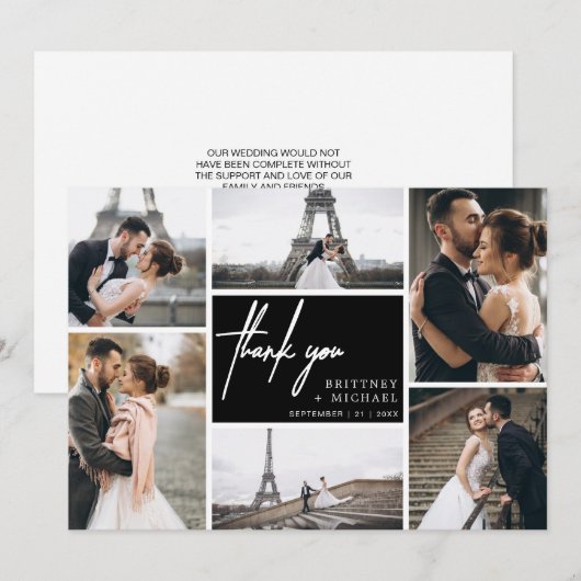 Hand-geletterde moderne foto dank u kaart (Voorkant / Achterkant)