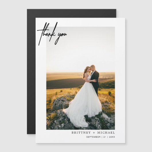 Hand-geletterde moderne foto wit dank u (Voorkant / Achterkant)